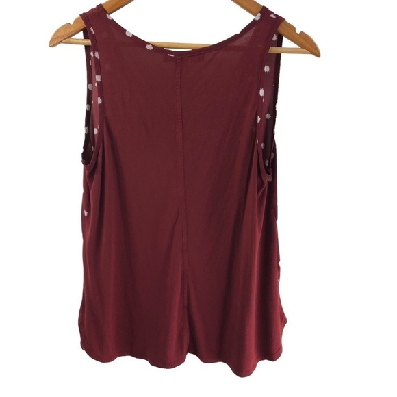 Loft Tank Top Polka Dot Sz MP Blouse Rust Brown White Business Casual Career - Picture 4 of 5